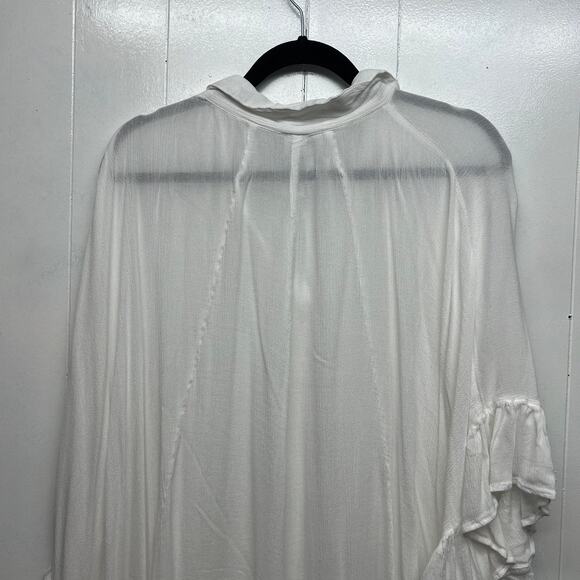 Swimsuits For All Button Front Womens White Bikini Cover Up Sz 22/24 Ruffle Trim - Picture 10 of 16